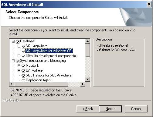 Select components dialog